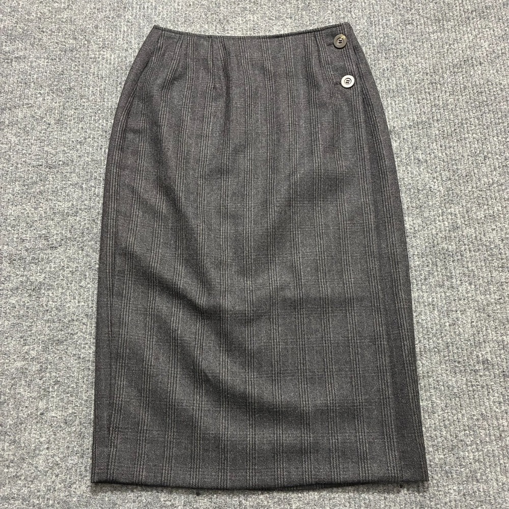 Harve Benard Womens Pencil Skirt Petite Size 8 Zip Up 100% Wool Stretch Office